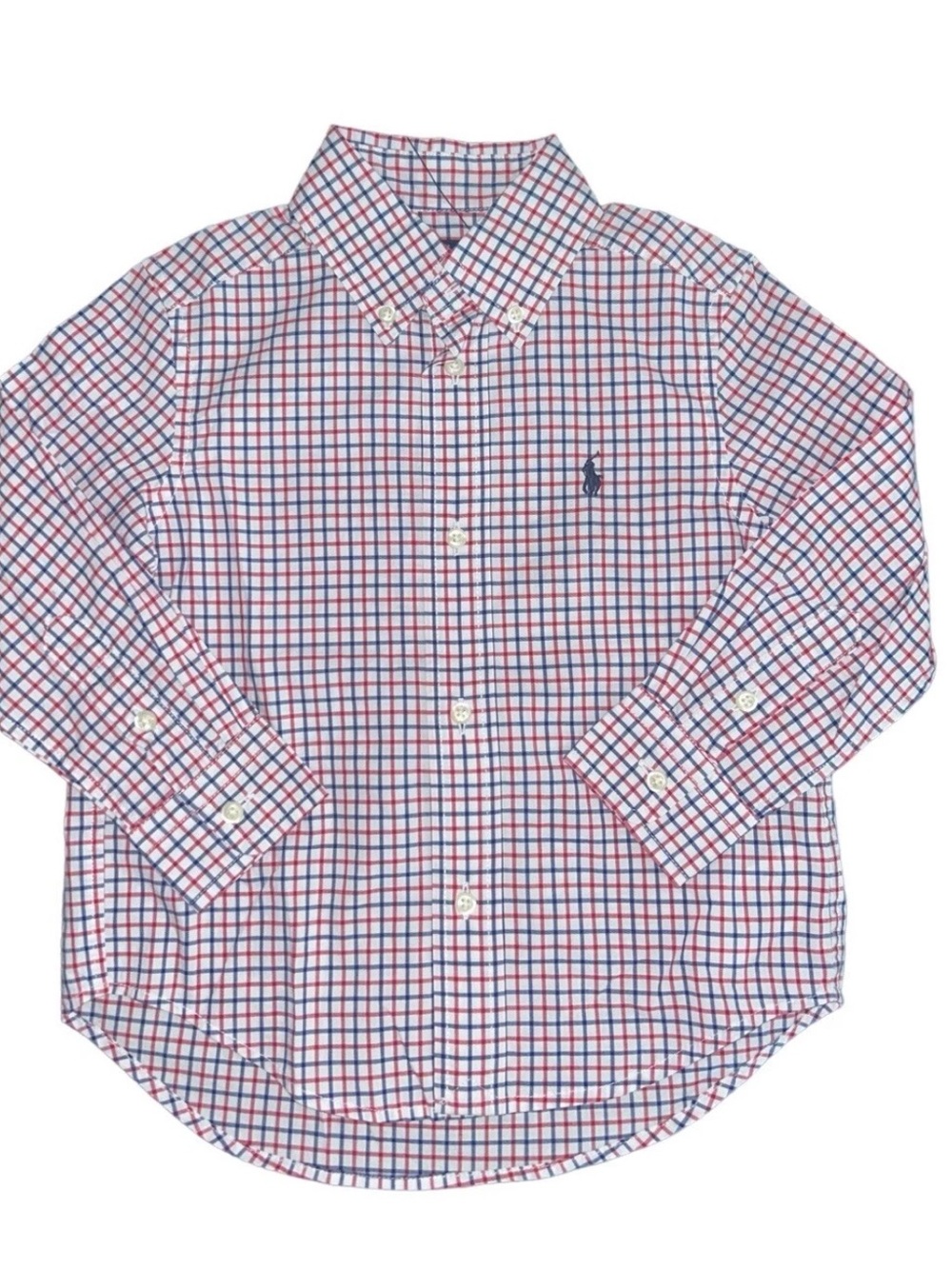 Ralph Lauren boys Pink & Blue Oxford Long Sleeve Button Down Shirt Size 2T
